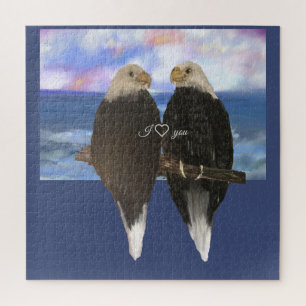 Quebra-cabeça Dois Eagles e Modelo de Texto Personalizado