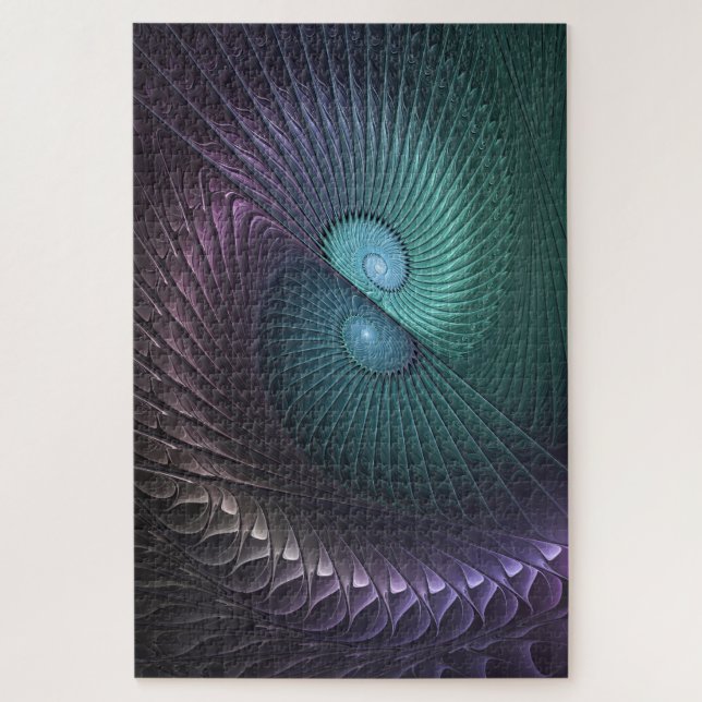 Quebra-cabeça Dois Espirais Coloridos Arte Fractal Moderna Abstr (Vertical)