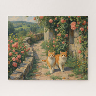 Quebra-cabeça Dois gatos ruivos andando por um caminho