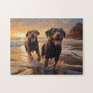Quebra-cabeça Dois Labradores na praia