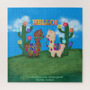 Quebra-cabeça Dois Llamas Cutes Você Personaliza Crianças