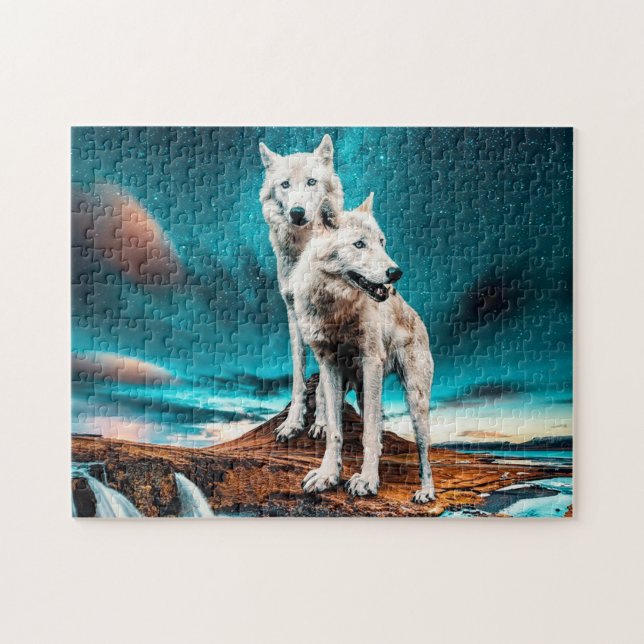 Quebra-cabeça Dois Lobos Árticos (Horizontal)