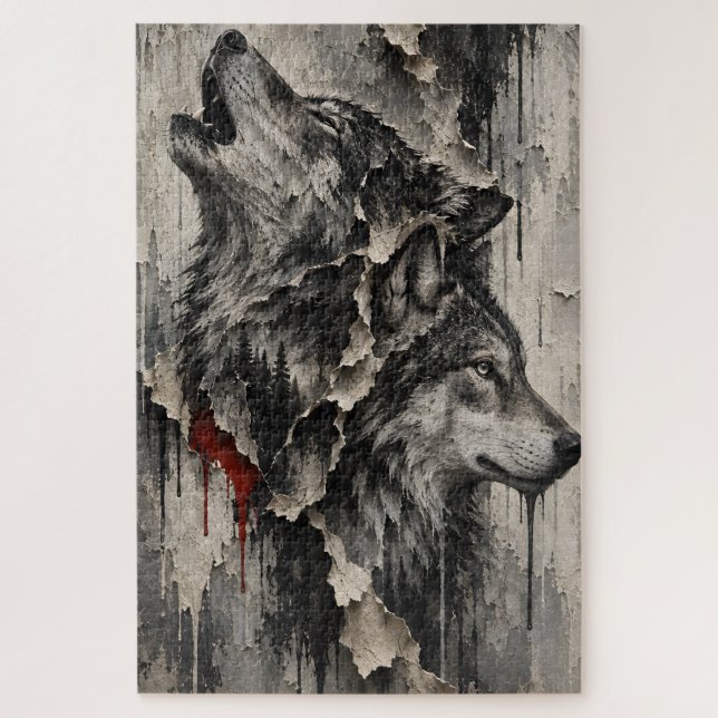 Quebra-cabeça Dois Lobos, Um Coração (Vertical)