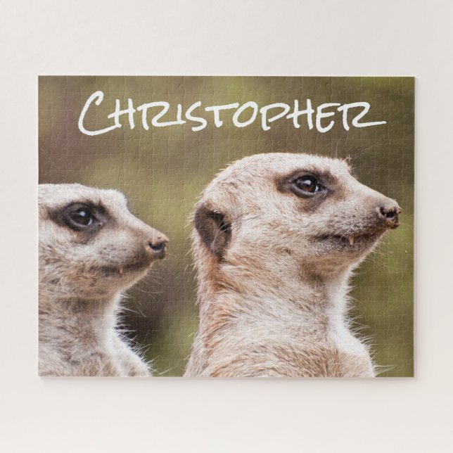 Quebra-cabeça Dois Meerkats Fecham Personalizados (Horizontal)