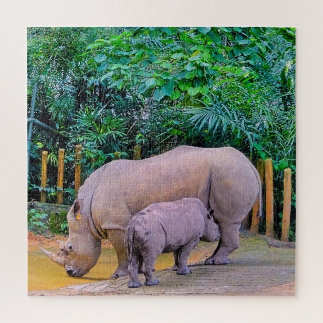 Quebra-cabeça Dois rinocerontes (Vertical)