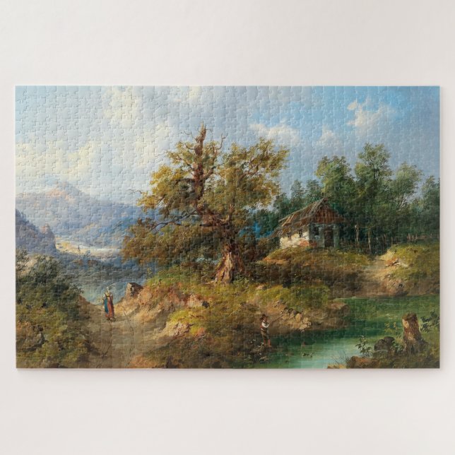 Quebra-cabeça Dominik Schufried Uma Paisagem Montanhosa com... (Horizontal)