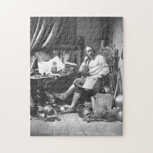 Quebra-cabeça Don Quixote em seu estudo