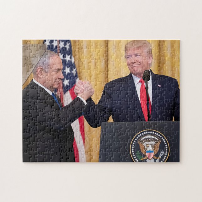 Quebra-cabeça Donald Trump Em Israel Com Bibi Netanyahu (Horizontal)