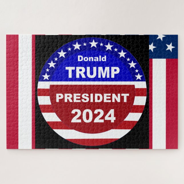 Quebra-cabeça Donald Trump President round 2024 (Horizontal)