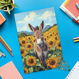 Quebra-cabeça Donkey in Sunflower Field Jigsaw Puzzle