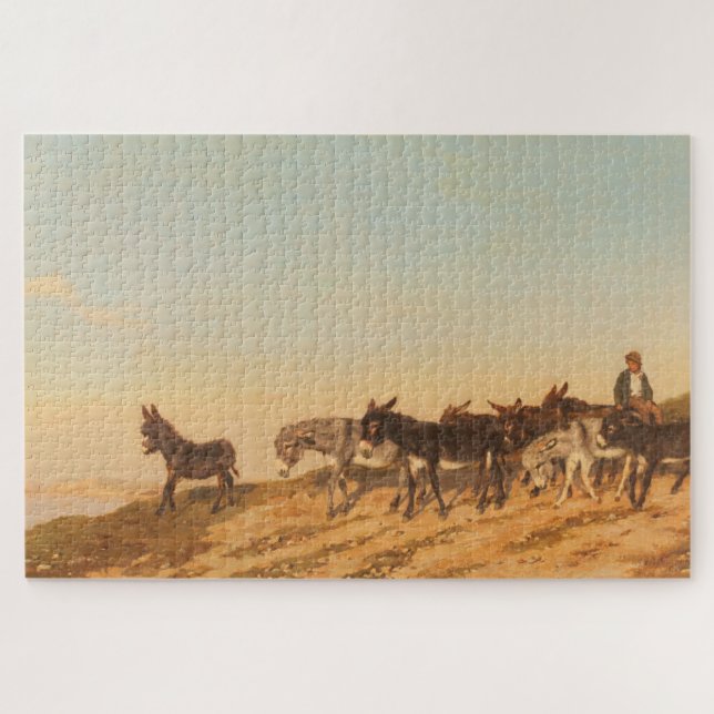 Quebra-cabeça Donkeys no Sul de França (por Eugène Burnand) (Horizontal)