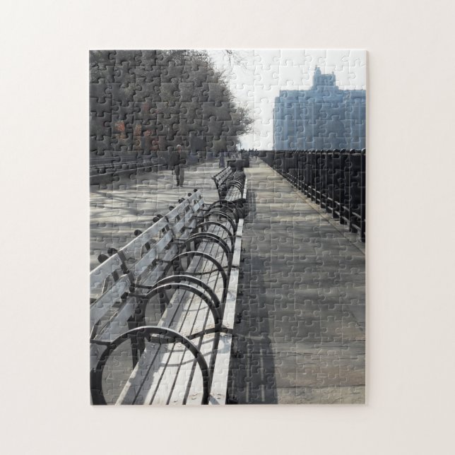 Quebra-cabeça dos bancos da cidade do passeio de (Vertical)