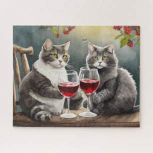 Quebra-cabeça dos Gatos Bebendo Vinho!
