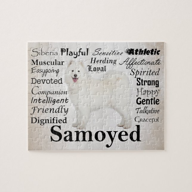 Quebra-cabeça dos traços do Samoyed (Horizontal)