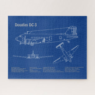 Quebra-cabeça Douglas DC-3 - Plano de desenho do avião para proj