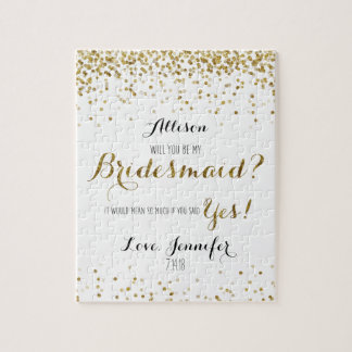 Quebra-cabeça Dourada Glitter Confetti será minha dama de Brides