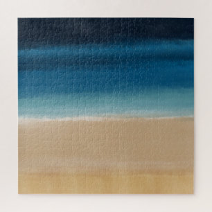 Quebra-cabeça Dourada pintura com Abstrato de Aquarela Azul Mode