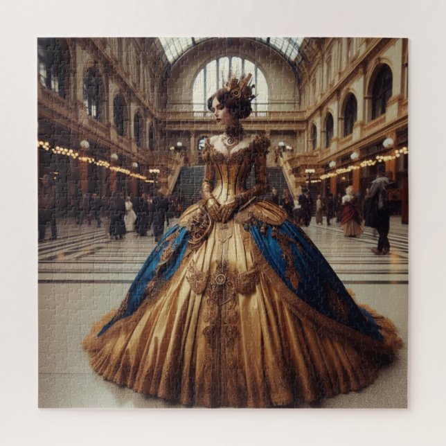 Quebra-cabeça Dourada Princesa Steampunk Victorian Industrial (Vertical)