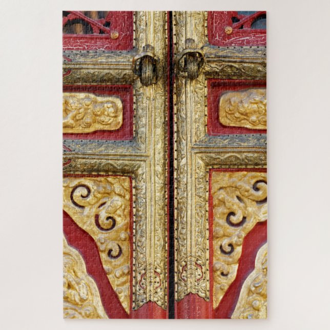 Quebra-cabeça Dourada renda de metal na porta (Vertical)