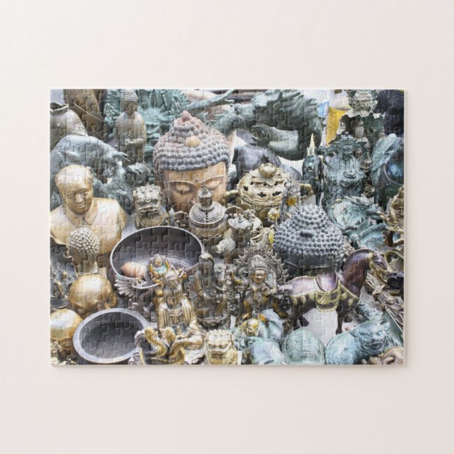 Quebra-cabeça dourado da foto de Buddahs (Horizontal)