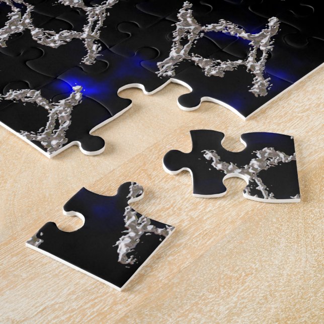 Quebra-cabeça Dourado de metal líquido e mandela prateada (Lateral)