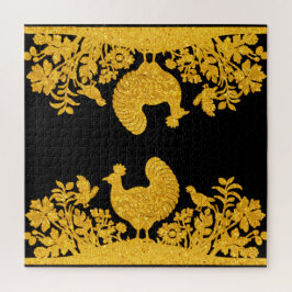 Quebra-cabeça Dourado Dia de Ação de Graças Turquia Floral Jigse