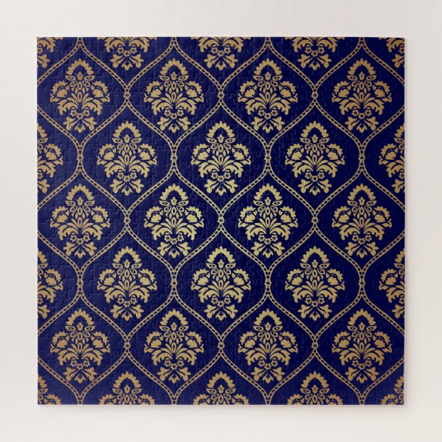 Quebra-cabeça Dourado e azul: Damasco de luxo (Vertical)