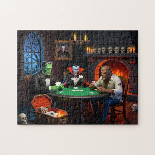Quebra-cabeça Drácula e Frankenstein Monstro do Halloween Poker