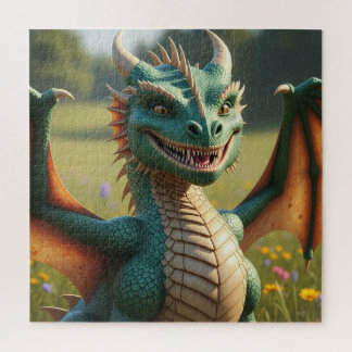 Quebra-cabeça Dragão animado com uma expressão brincalhona