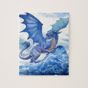 Quebra-cabeça Dragão azul feroz