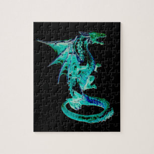 Quebra-cabeça Dragão Azul Mar Oceano Fantasia Criatura Mitológic