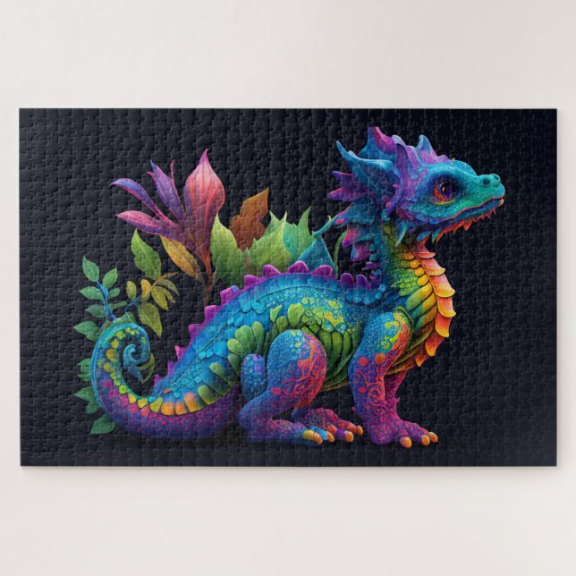 Quebra-cabeça Dragão Bebê Colorido (Horizontal)