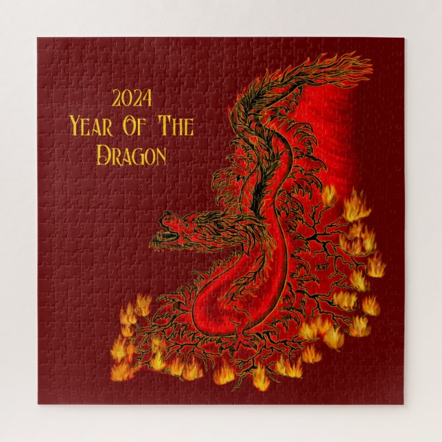 Quebra-cabeça Dragão da China, 2024 Ano do Dragão (Vertical)