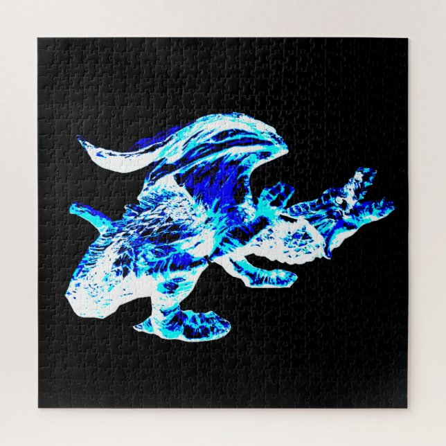 Quebra-cabeça Dragão Fantasia de Inverno com Geada Azul (Vertical)