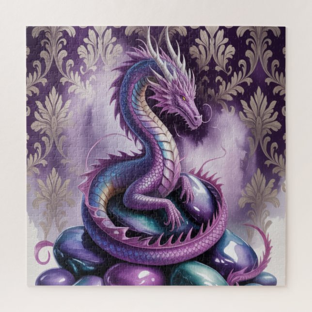 Quebra-cabeça Dragão Gótico Místico Roxo (Vertical)