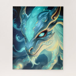 Quebra-cabeça Dragão Guardião Celestial do Azul com Olhos Brilha