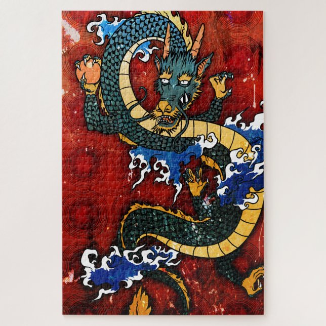 Quebra-cabeça Dragão Japonês - Boa Fortuna (Vertical)