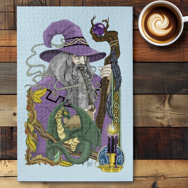 Quebra-cabeça Dragão Mágico Celta Fantasia Roxo (Criador carregado)