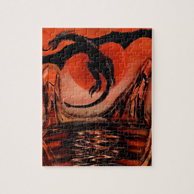 Quebra-cabeça Dragão Negro Tomando Voo (Vertical)