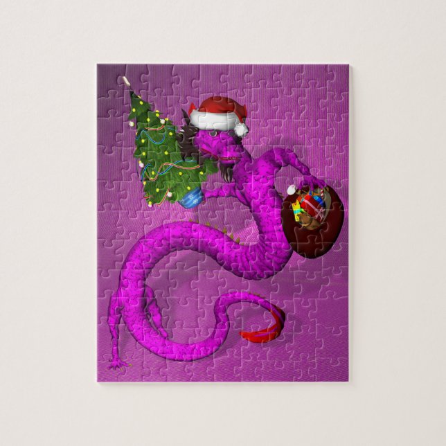 Quebra-cabeça Dragão Roxo 8x10 (Vertical)