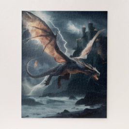 Quebra-cabeça Dragão sobre o castelo.