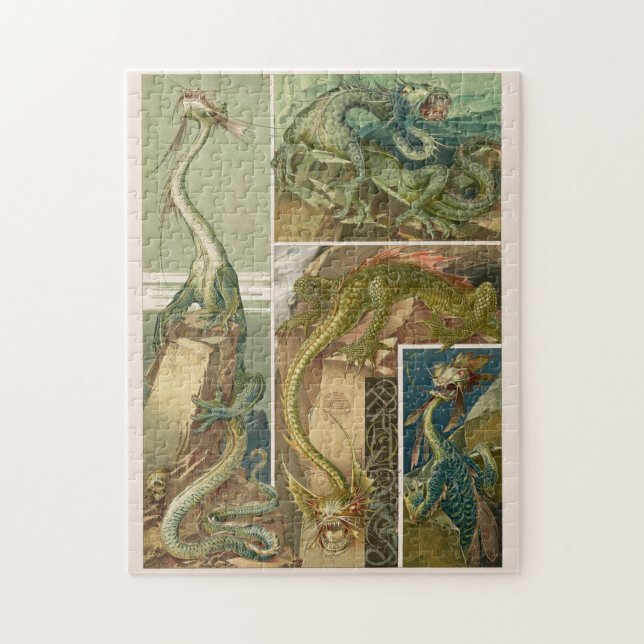 Quebra-cabeça Dragões desenhando, art nouveau por Anton Seder Ji (Vertical)