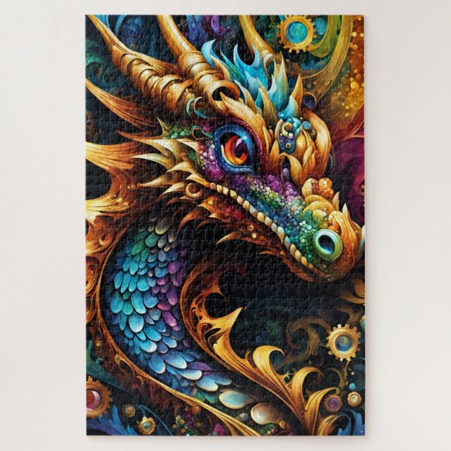 Quebra-cabeça Dragon dans le style steampunk (Vertical)
