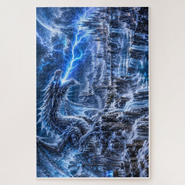 Quebra-cabeça Dragon des Glaces – Tempête de Foudre Bleue (Vertical)