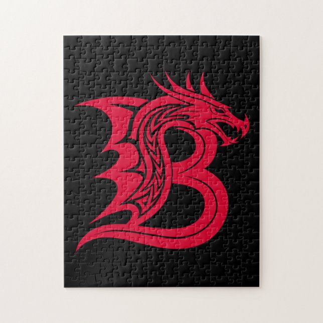 Quebra-cabeça Dragon Styled Letter B, Dragon Alphabet, Monogram (Vertical)