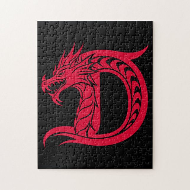 Quebra-cabeça Dragon Styled Letter D, Dragon Alphabet, Monogram (Vertical)
