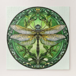 Quebra-cabeça Dragonfly de ornamentado com Quadro Floral Verde