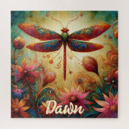 Quebra-cabeça Dragonfly Floral Abstrato personalizada