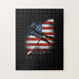 Quebra-cabeça Dragonfly Independence Day Patriotic US Flag