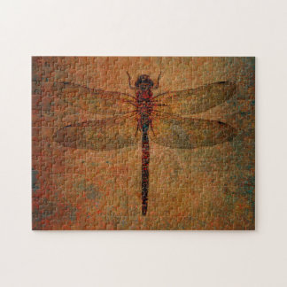 Quebra-cabeça Dragonfly on Distressed Burnt Background Puzzle